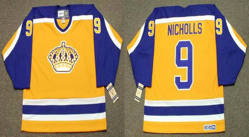 2019 Men Los Angeles Kings #9 Nicholls Yellow CCM NHL jerseys